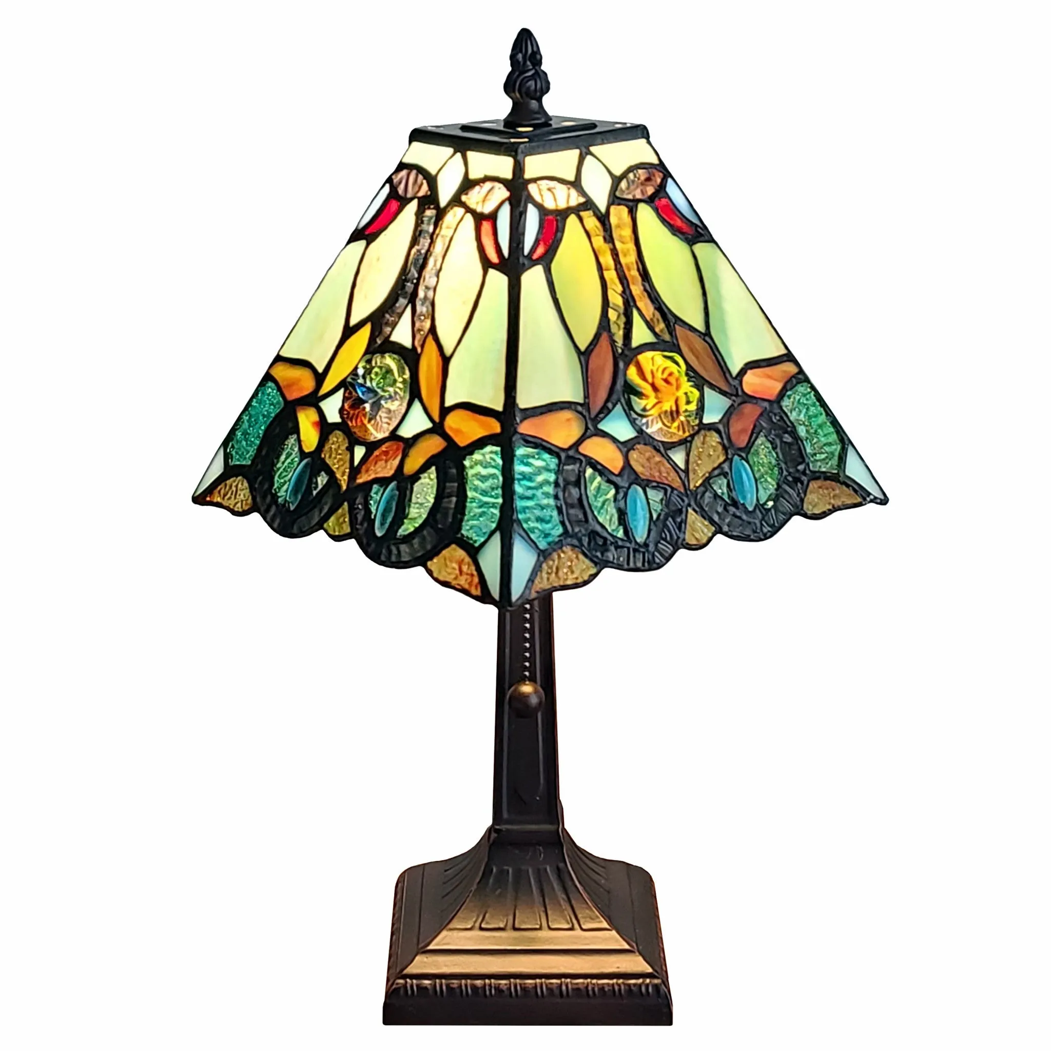 15" Tiffany Style Vintage Abstract Teal Table Lamp By Homeroots