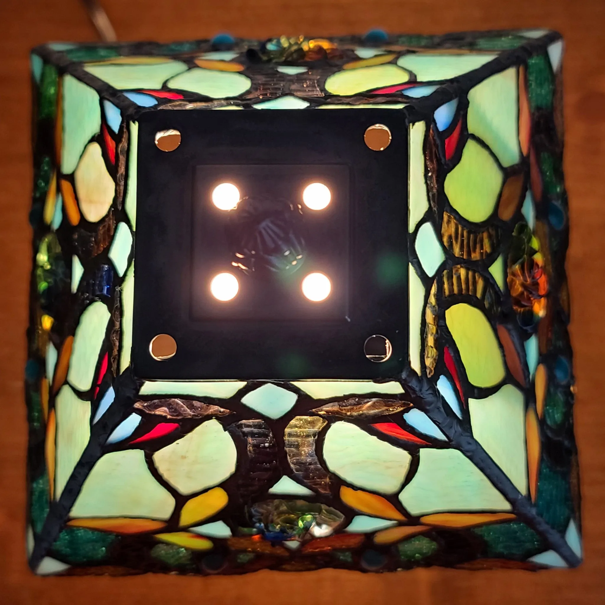 15" Tiffany Style Vintage Abstract Teal Table Lamp By Homeroots