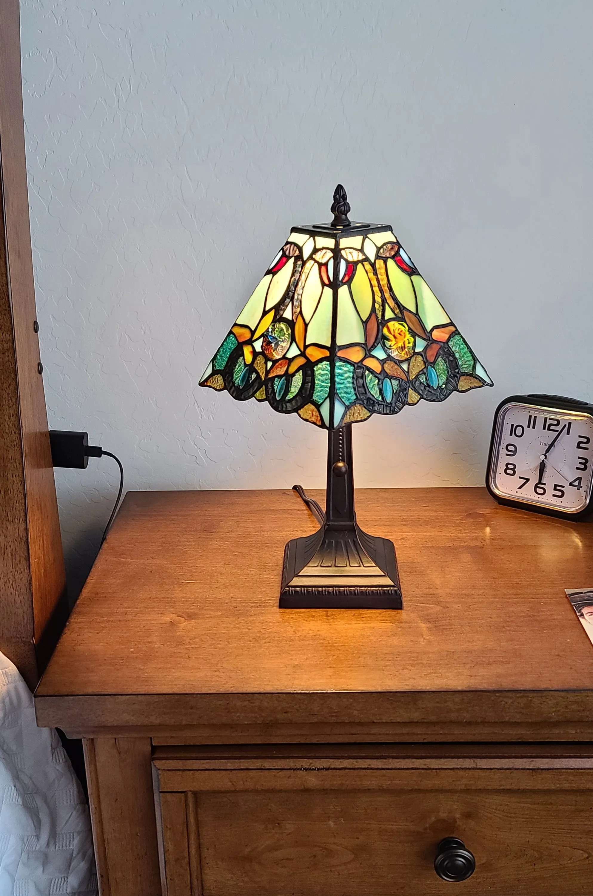 15" Tiffany Style Vintage Abstract Teal Table Lamp By Homeroots
