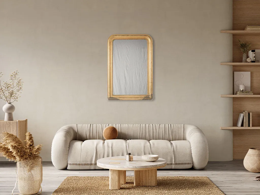 19th-century Louis Philippe mirror w/ bright gilt finish 38¼" x 26½"
