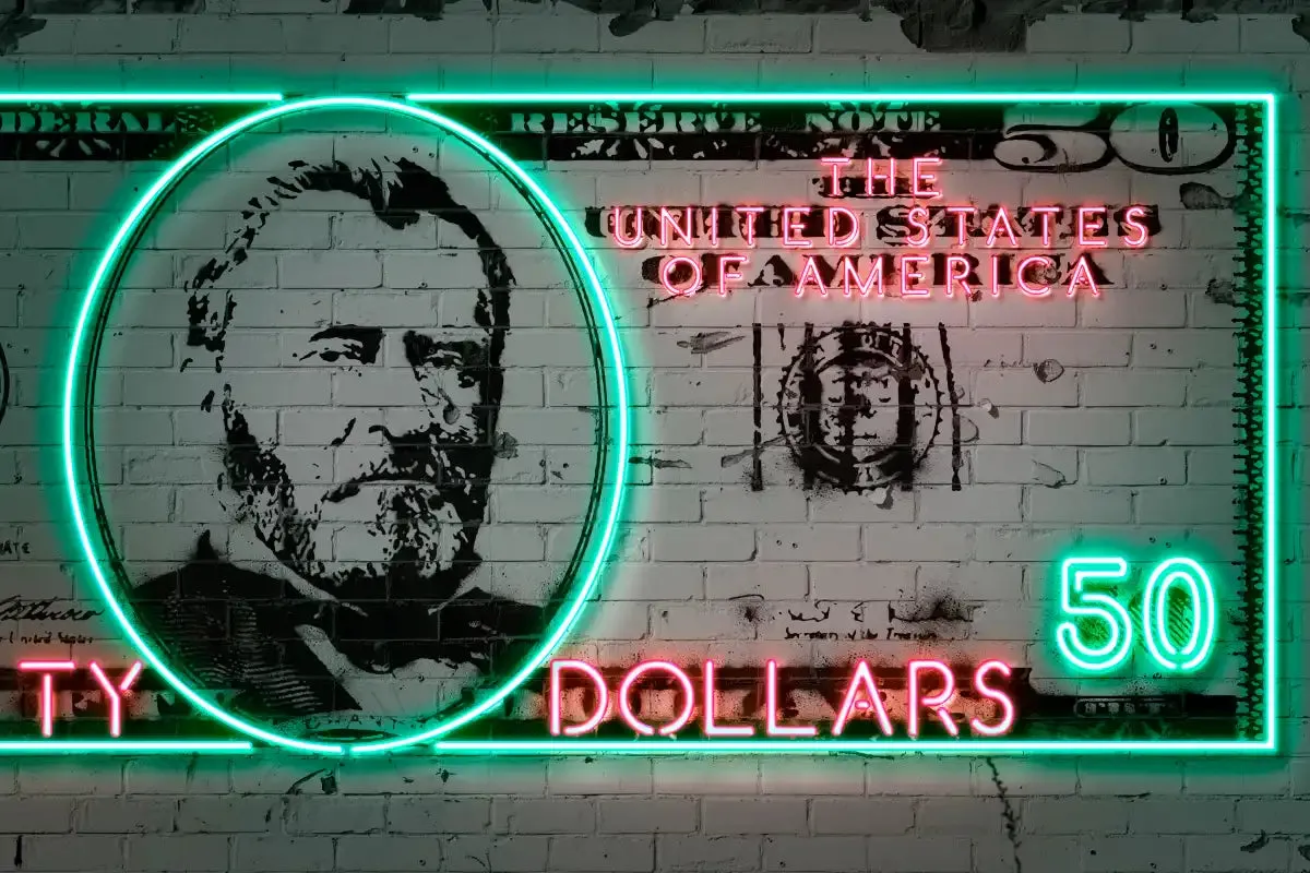 50 Dollars Wall Art