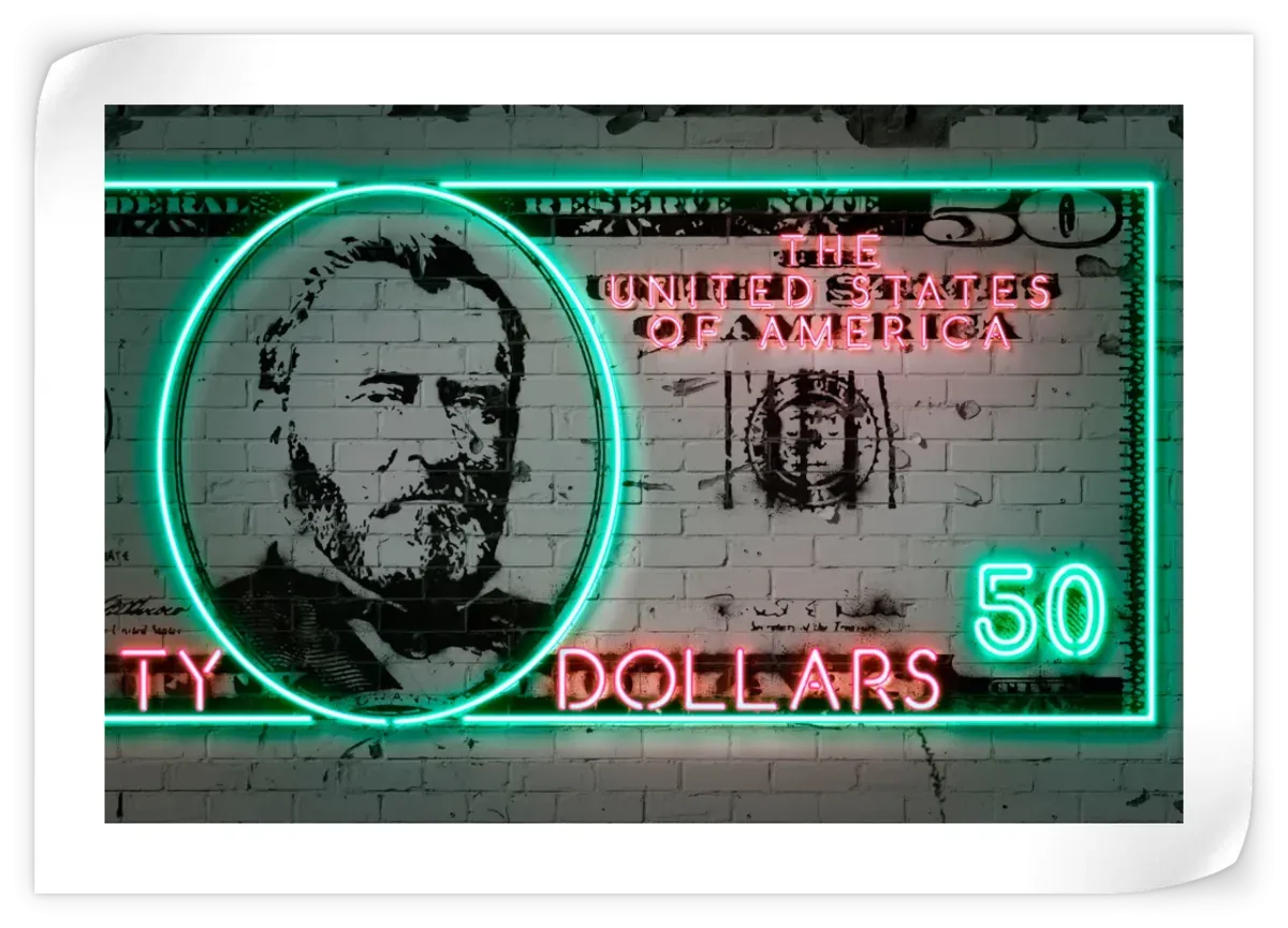 50 Dollars Wall Art