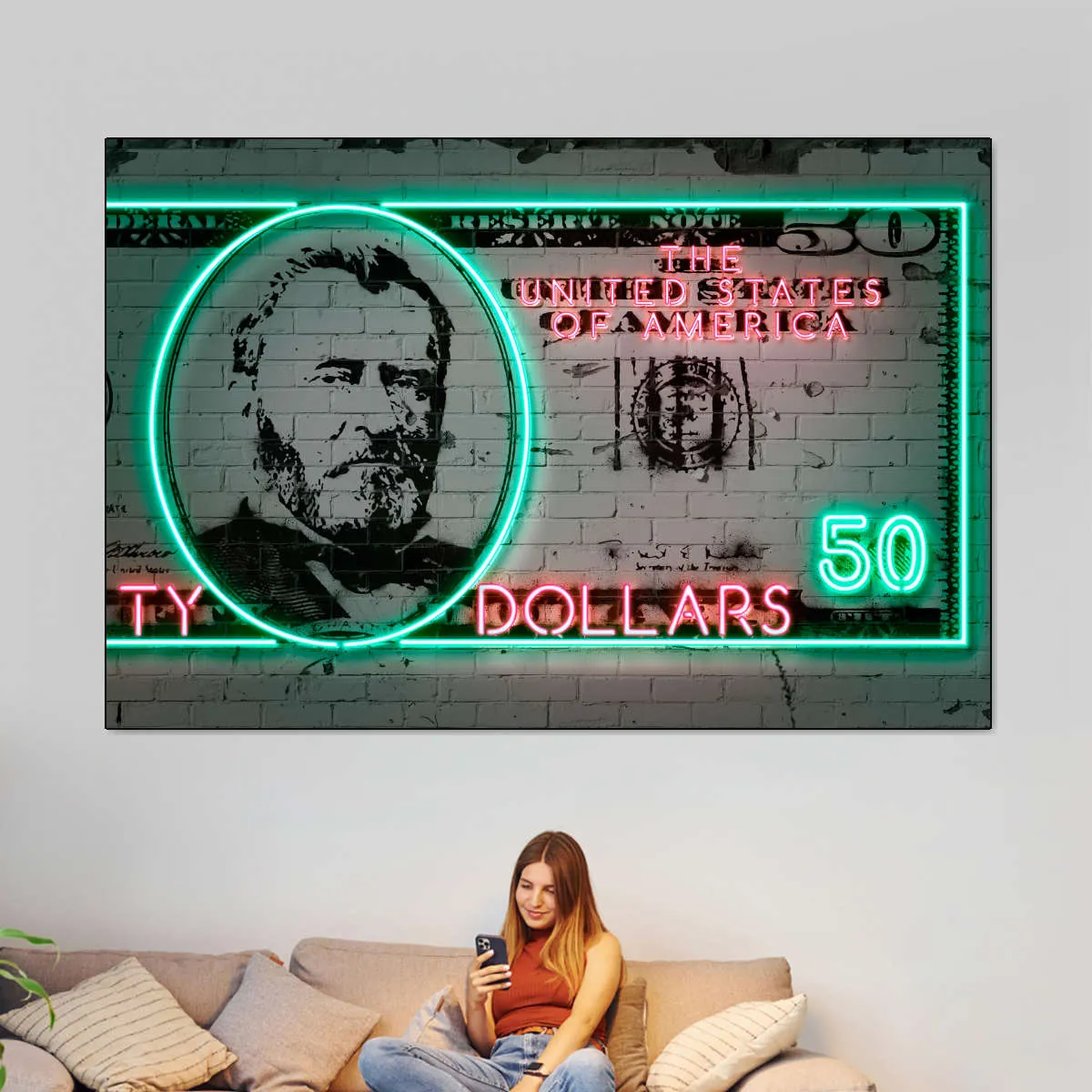 50 Dollars Wall Art