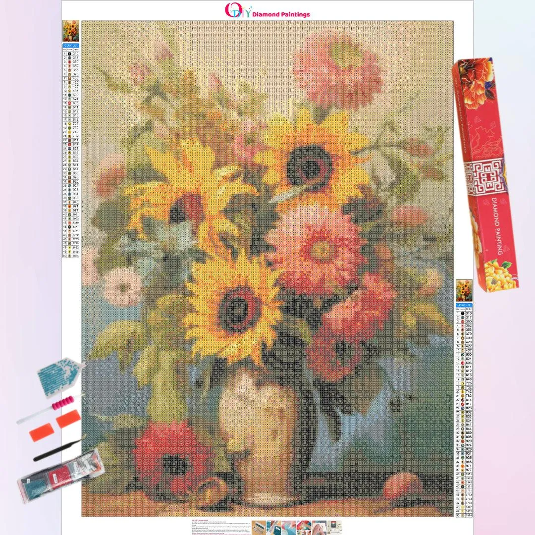 A Vase of Bright Chrysanthemums