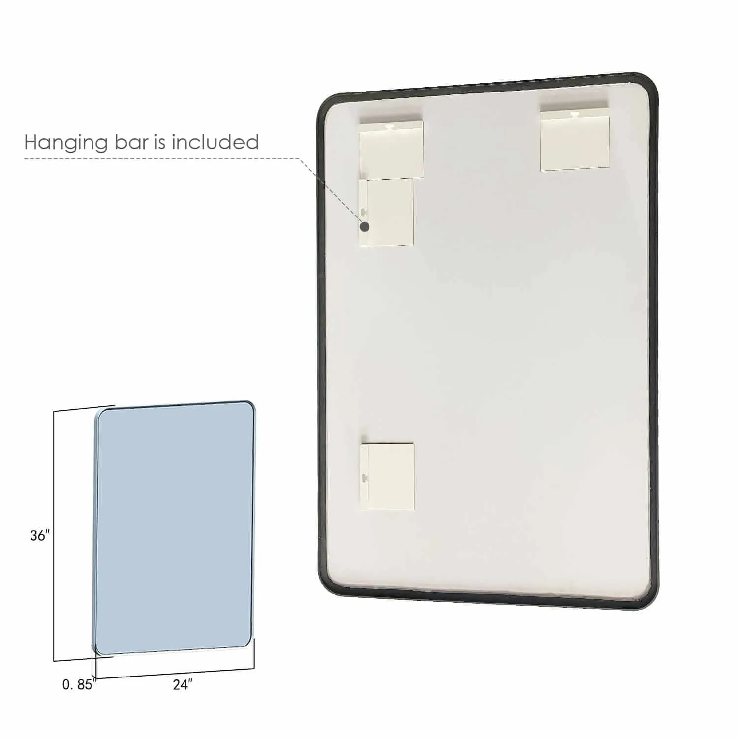 Altair Nettuno 24" Aluminum Framed Bathroom Mirror