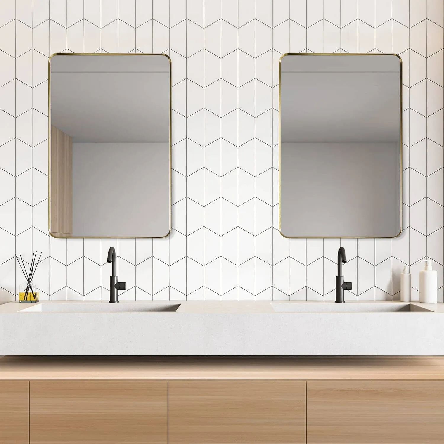 Altair Nettuno 24" Aluminum Framed Bathroom Mirror
