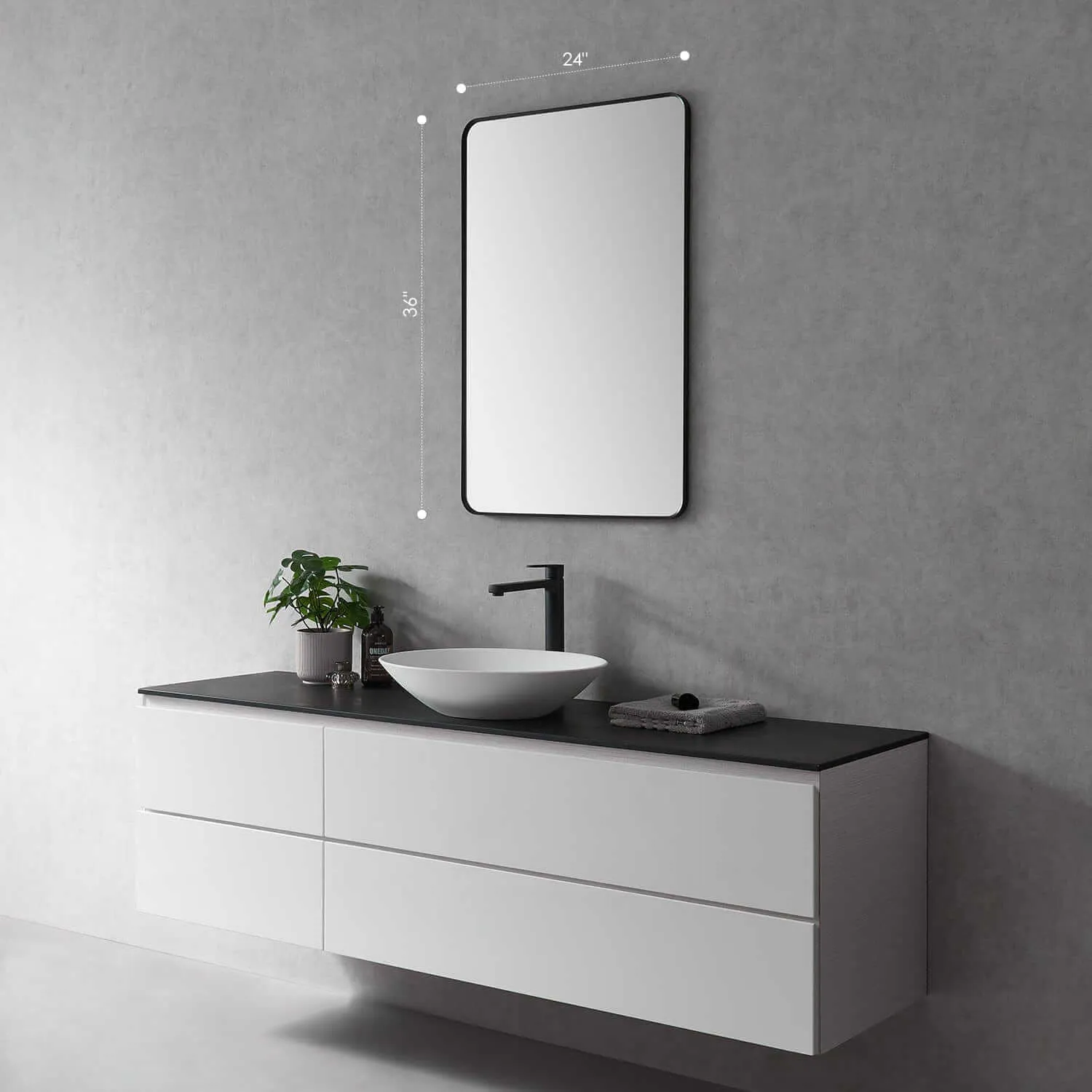 Altair Nettuno 24" Aluminum Framed Bathroom Mirror