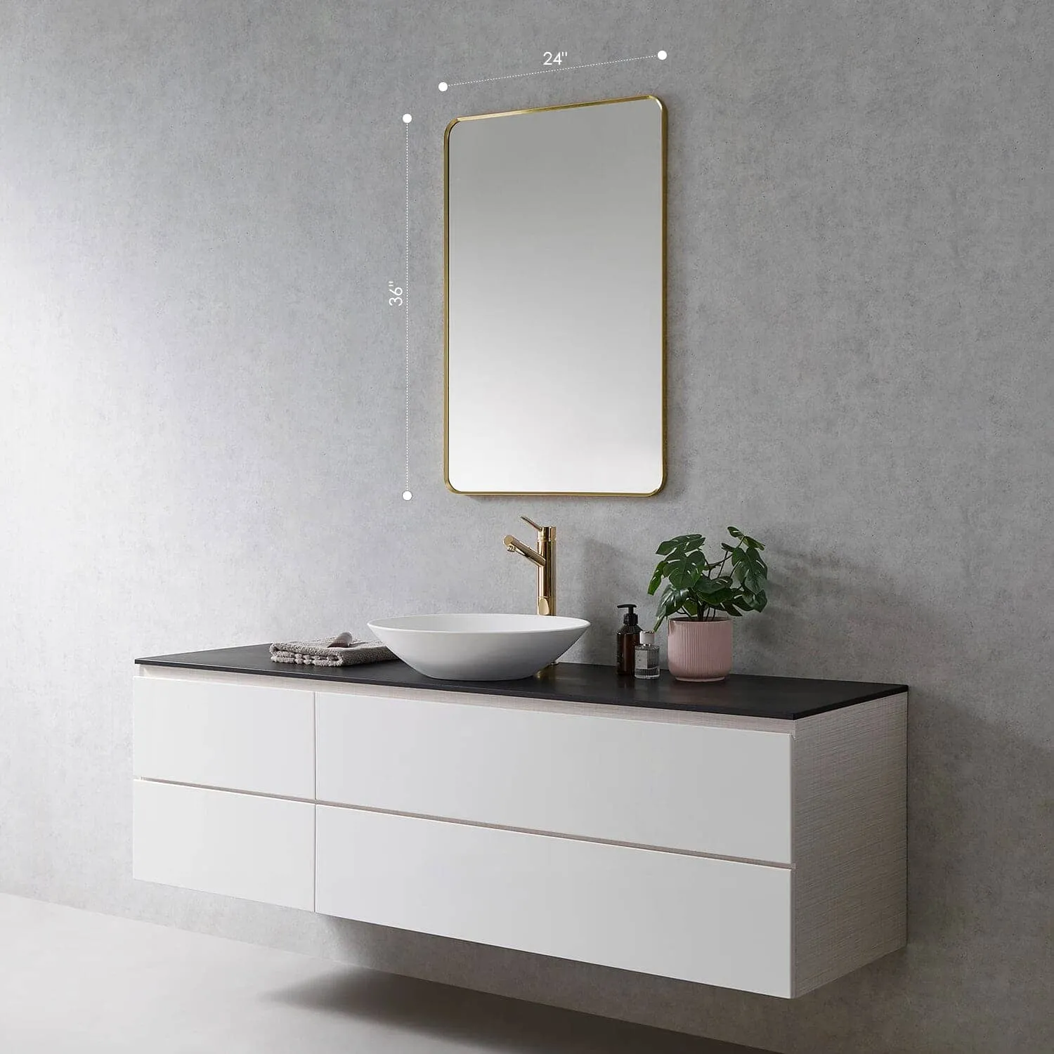 Altair Nettuno 24" Aluminum Framed Bathroom Mirror