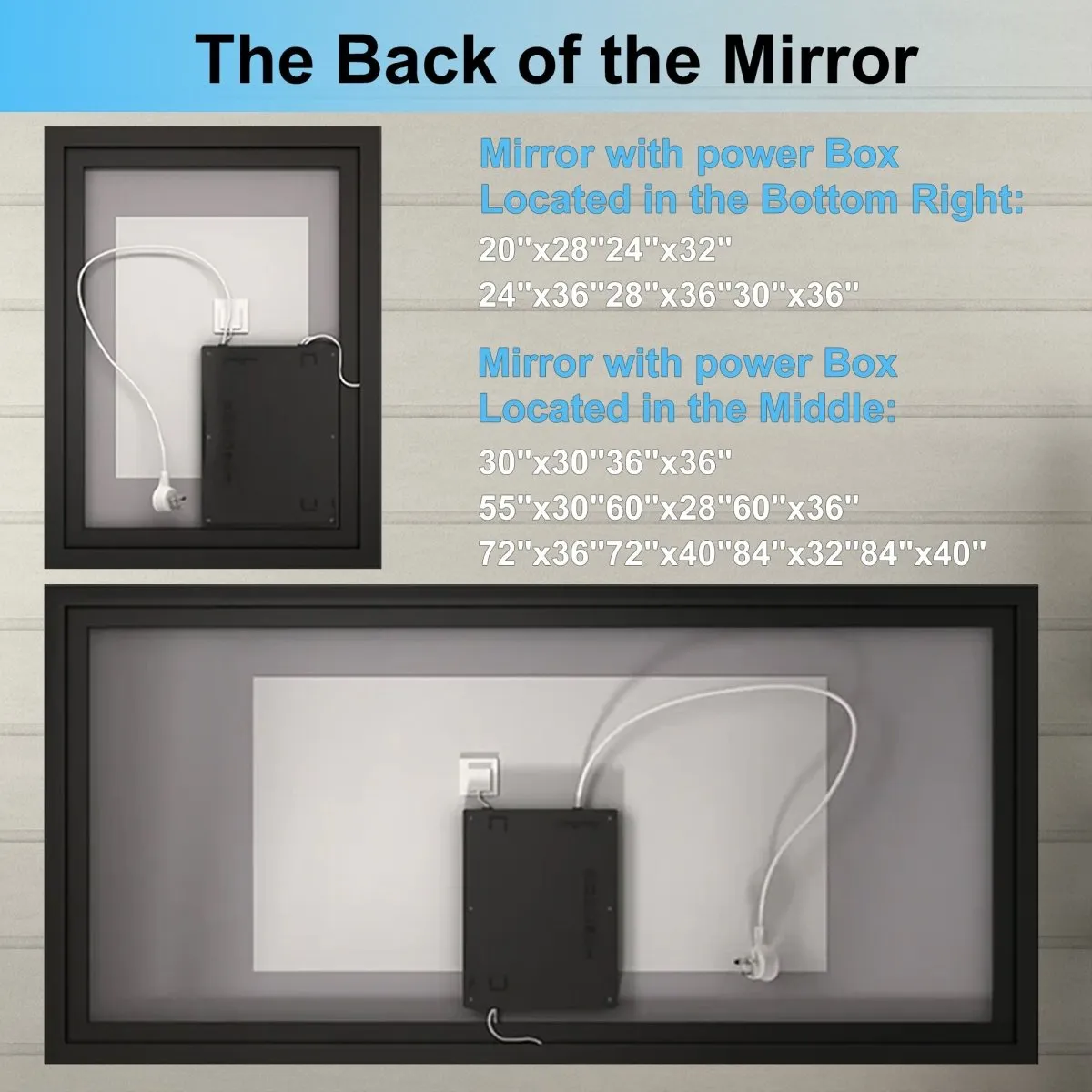 Apex-Noir 55"x30" Framed LED Lighted Bathroom Mirror