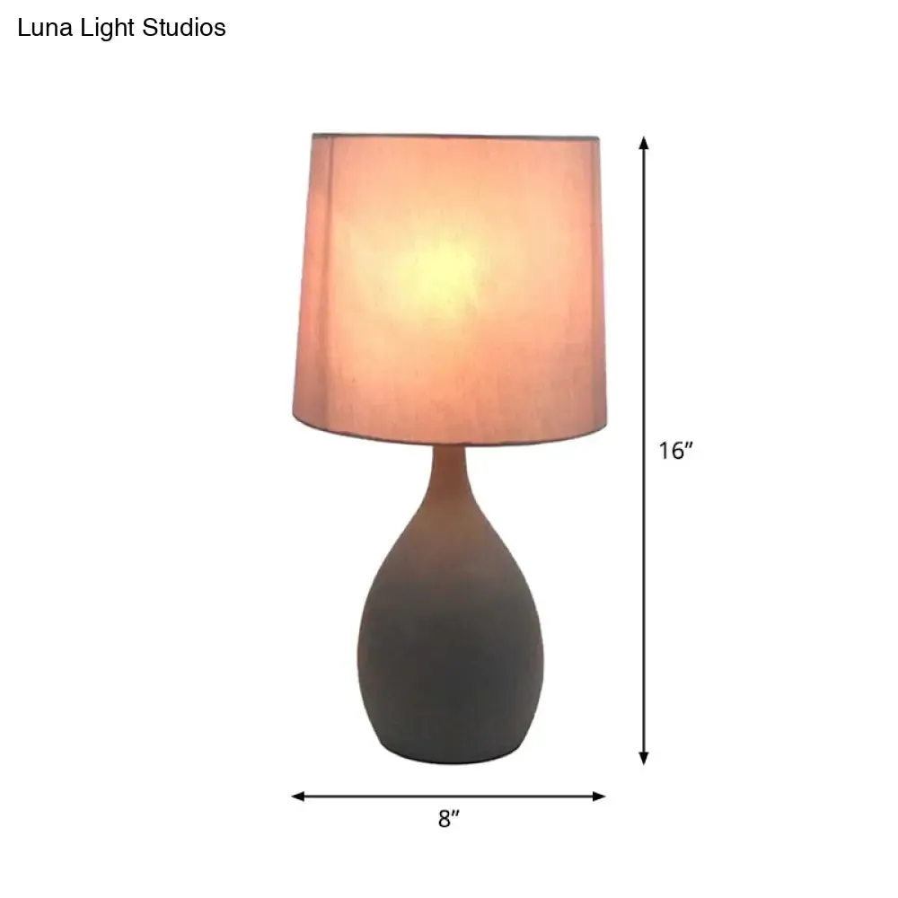 Arianna - Teardrop Teardrop Metal Night Lamp Minimalist Single Grey Table Stand Light with Cylinder Fabric Shade