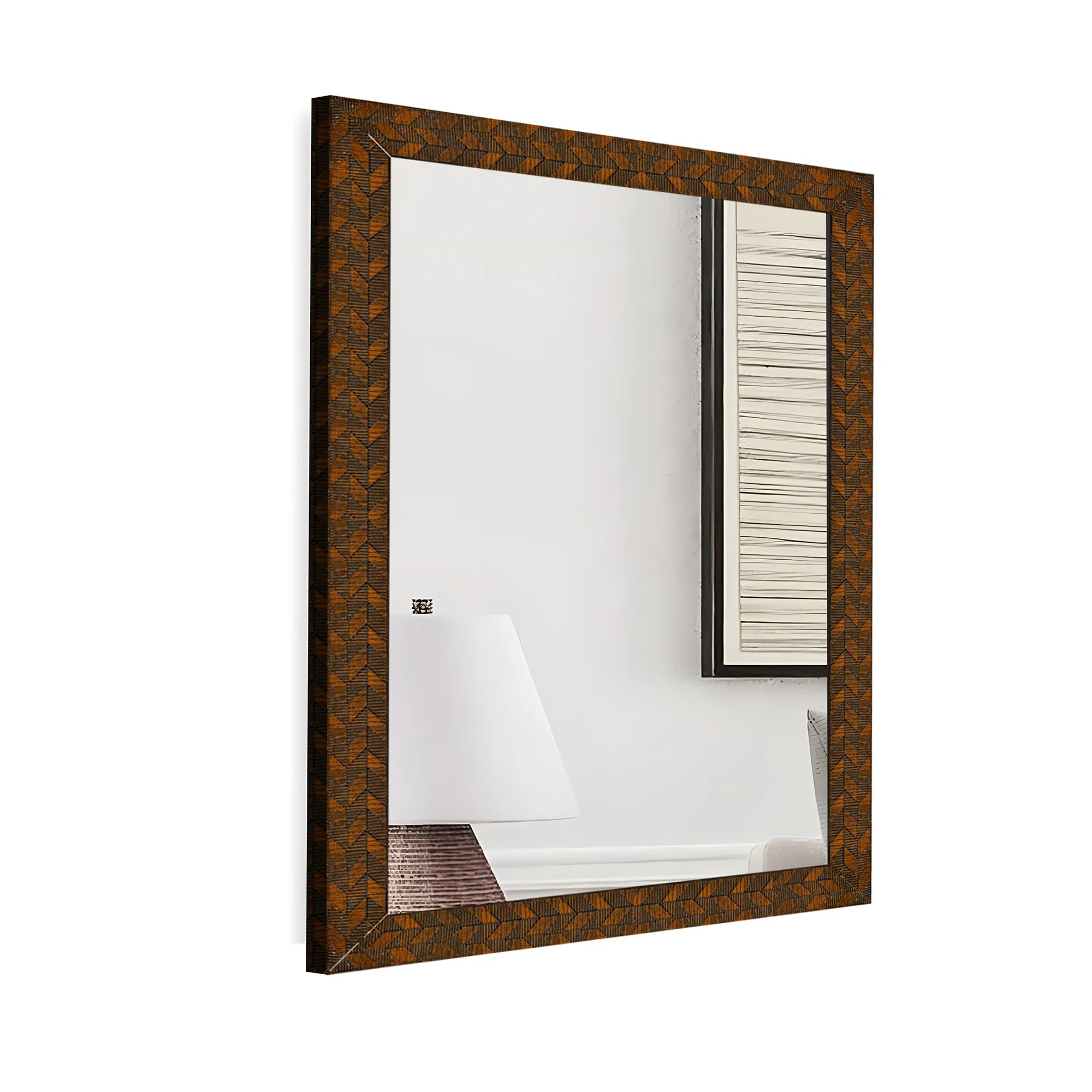 Art Street Wall Decorative Reflective Tranquility Mirror for Bathroom & Home Decor (Brown, 15x21 Inch)