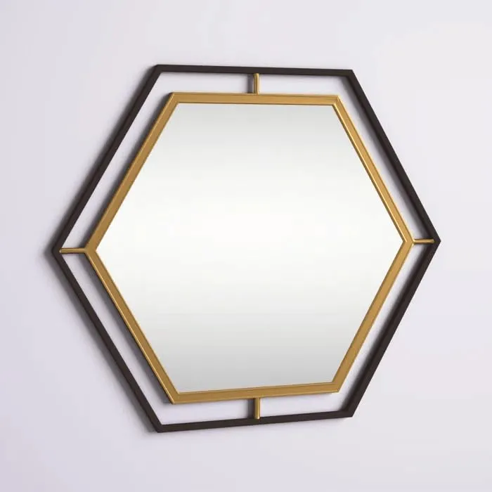 ARTESSA Modern Designer Hexagonal Mirror for Living Room with Metal Frame (60 x 75)