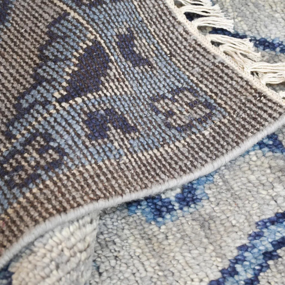 Aziz Blue and White Wool Rug