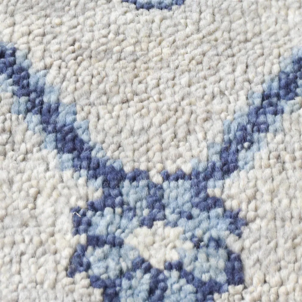 Aziz Blue and White Wool Rug