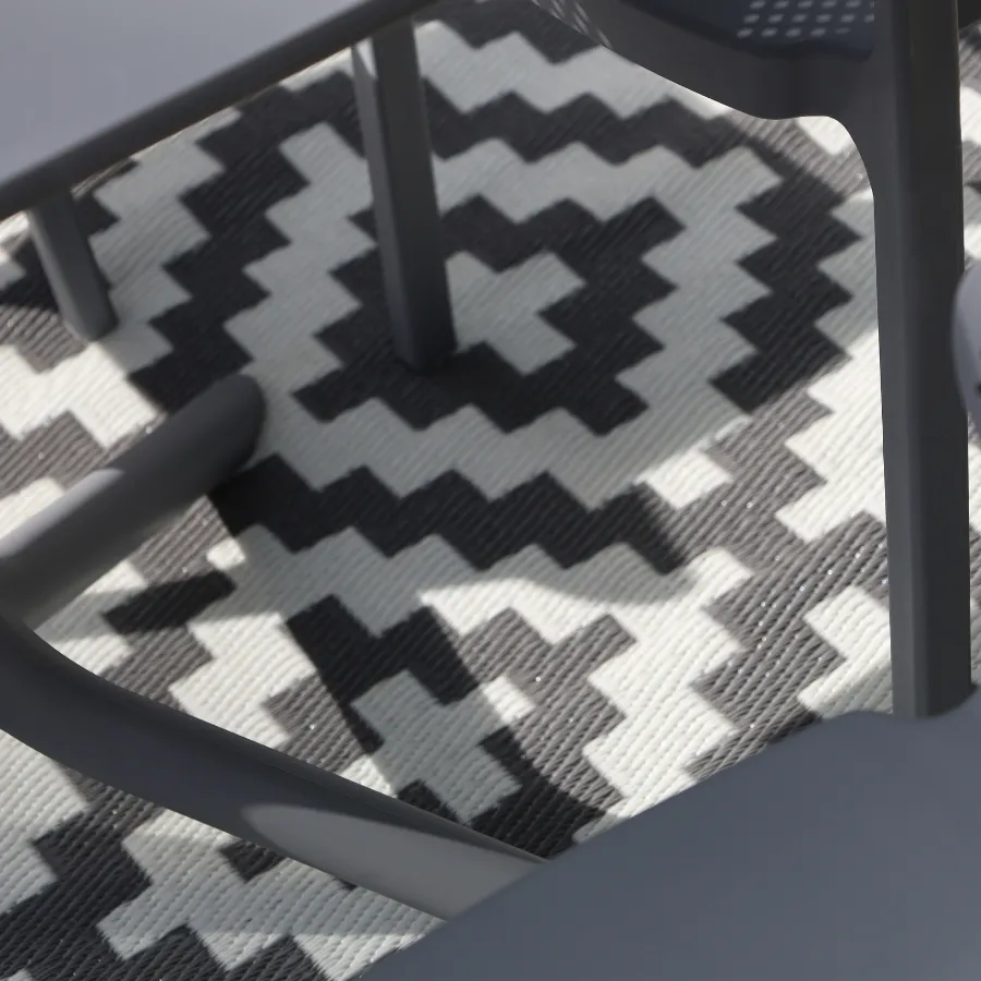 Aztec Grey & White Reversible Plastic Woven Picnic Rug