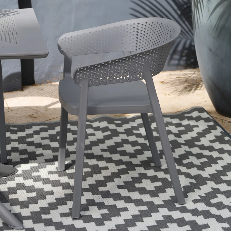 Aztec Grey & White Reversible Plastic Woven Picnic Rug