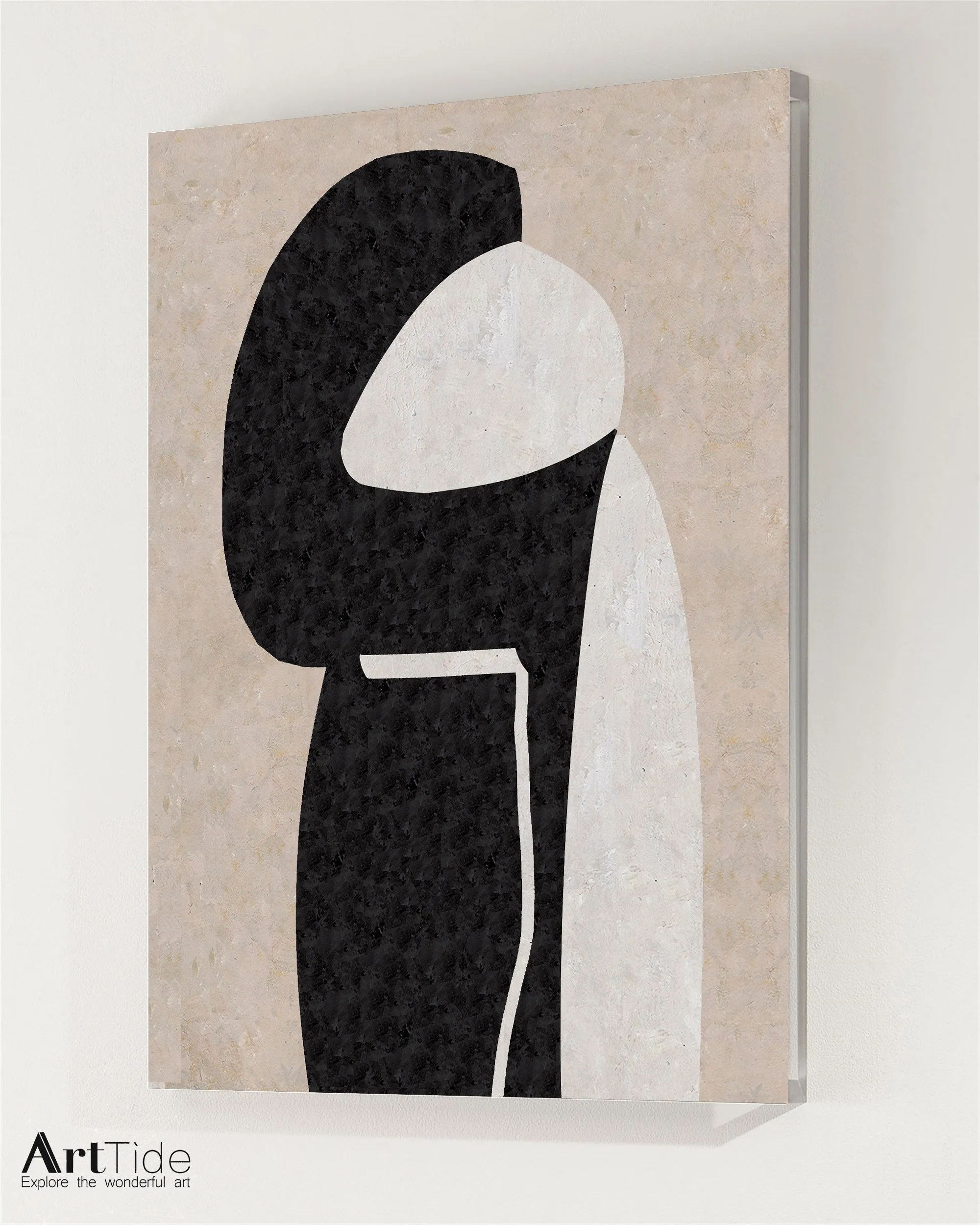 Beige Painting Blcak Painting Large Simple Canvas Painting Qp083