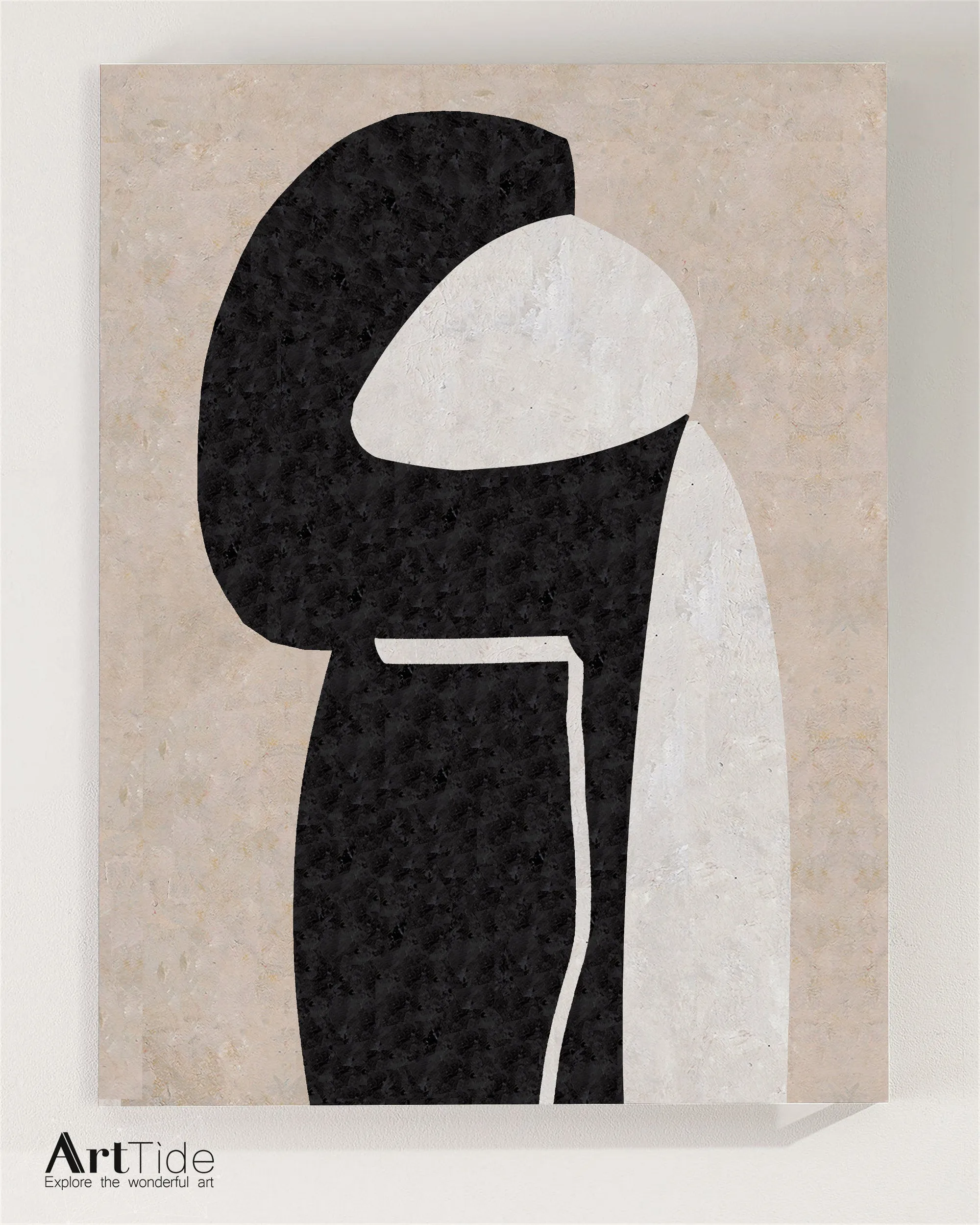 Beige Painting Blcak Painting Large Simple Canvas Painting Qp083