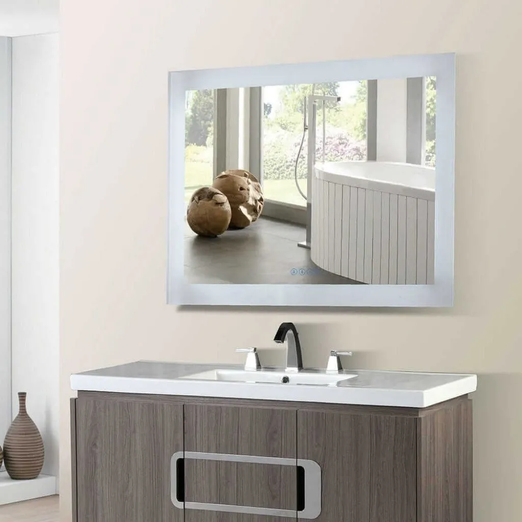 Bellaterra LED Bordered Illuminated Mirror with Bluetooth Speakers