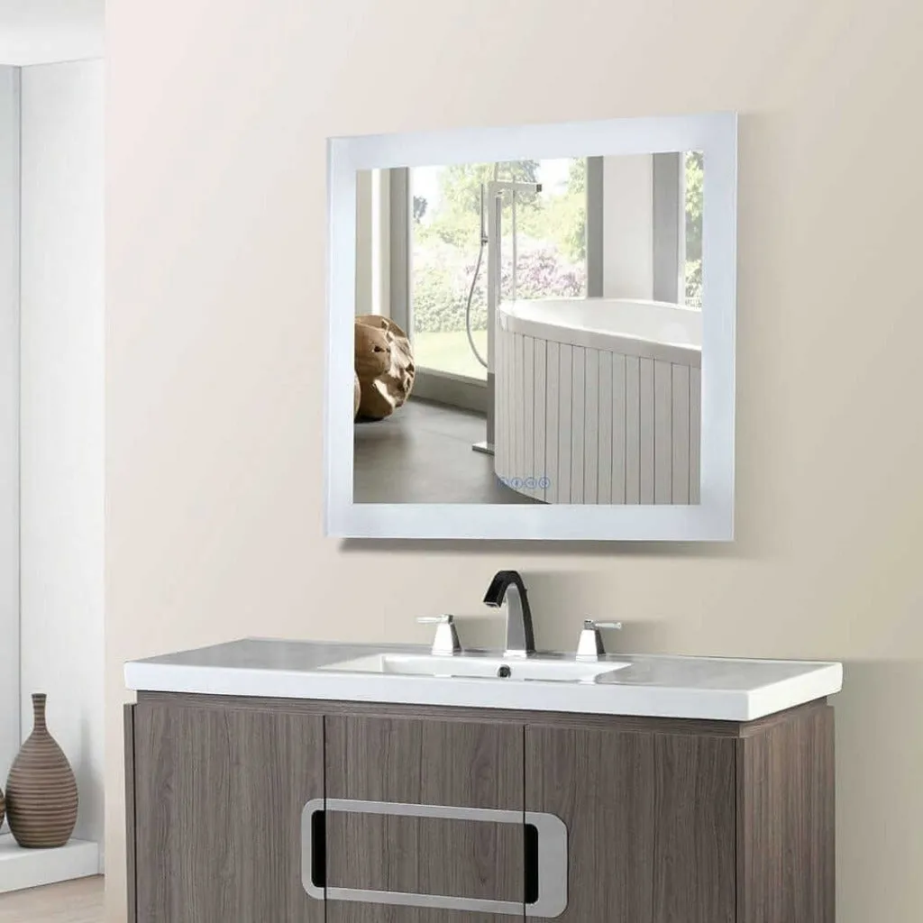 Bellaterra LED Bordered Illuminated Mirror with Bluetooth Speakers