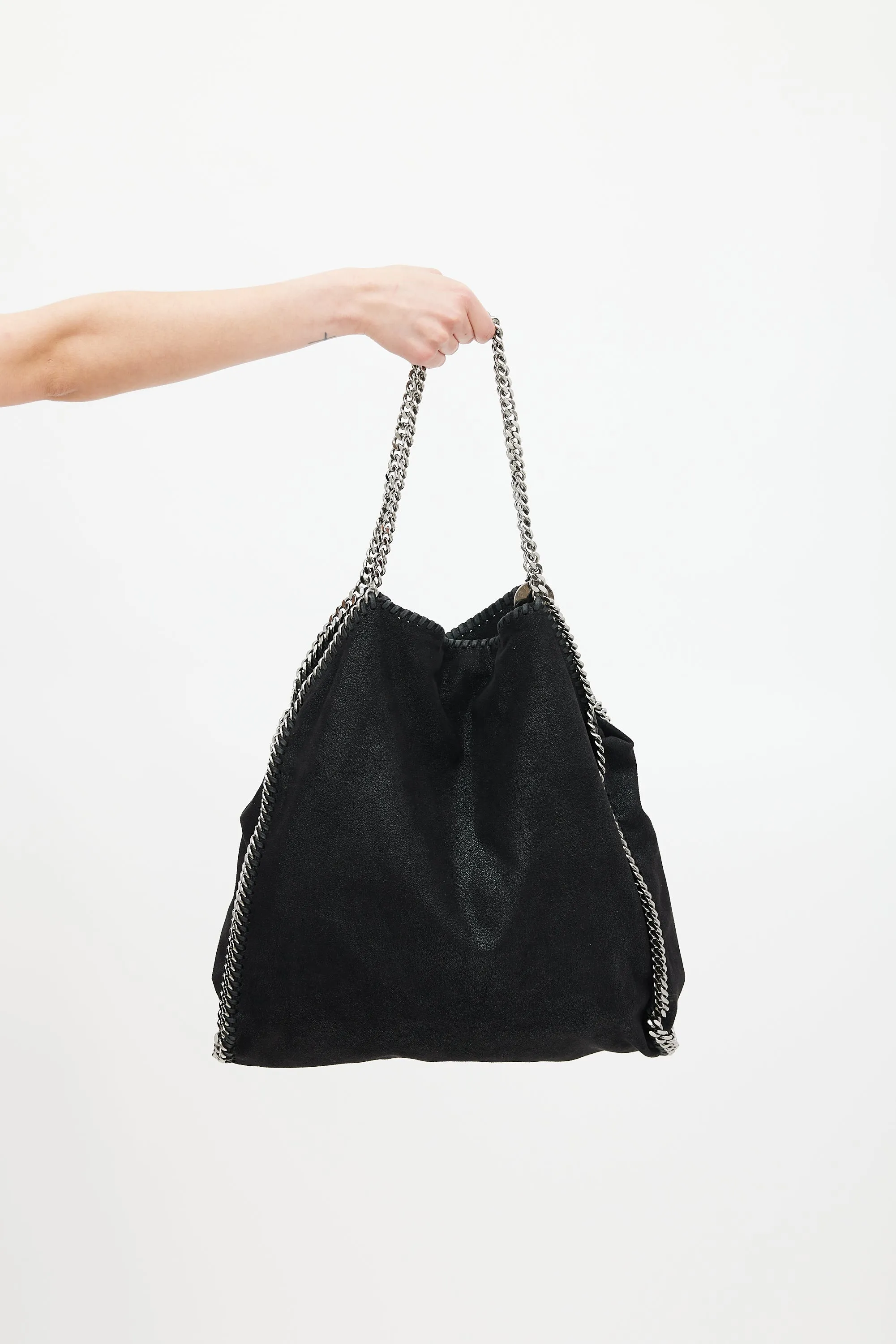 Black Vegan Leather Large Falabella Tote Bag