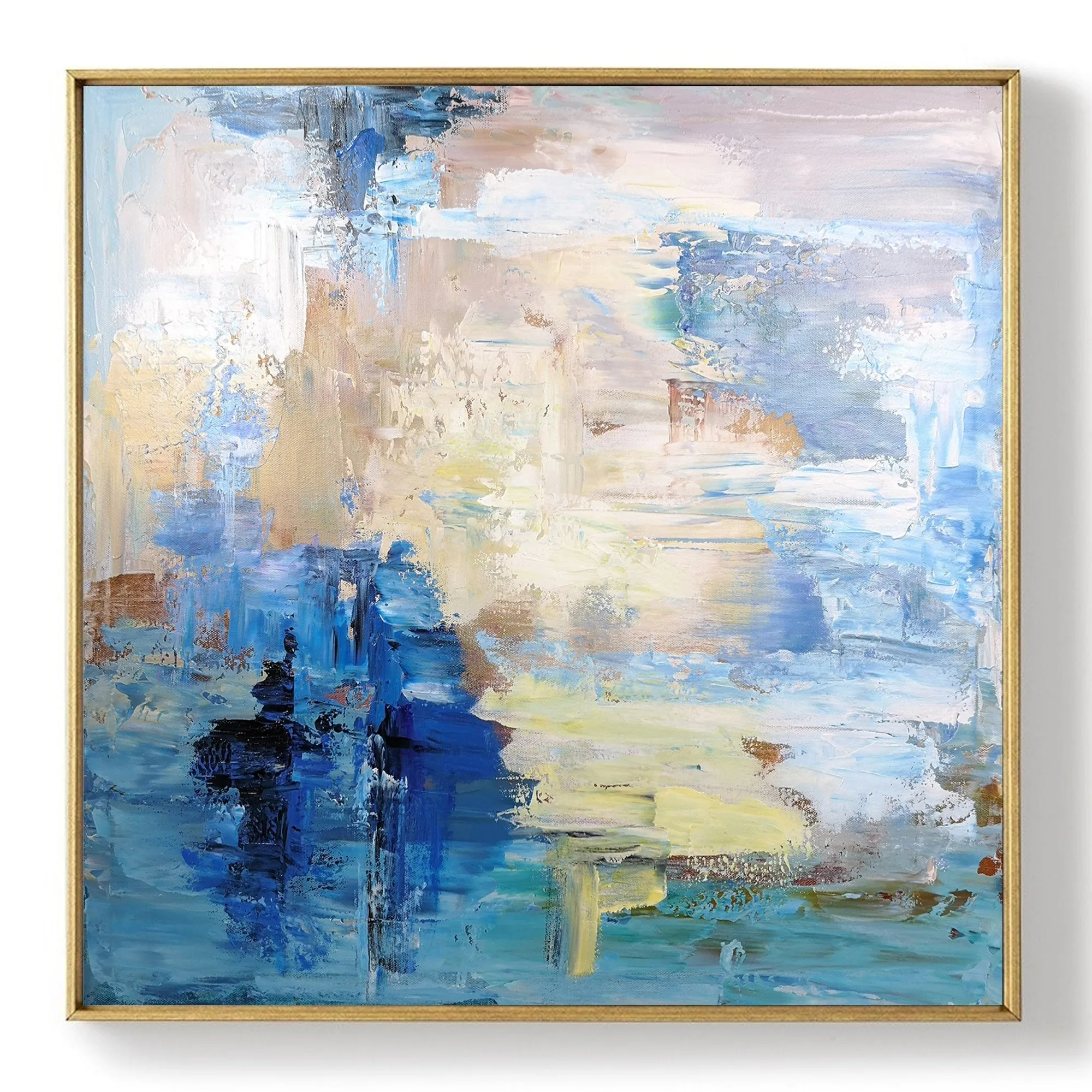 Blue Abstract Oil Painting,Sky Abstract Painting White Abstract Art Painting Bl010