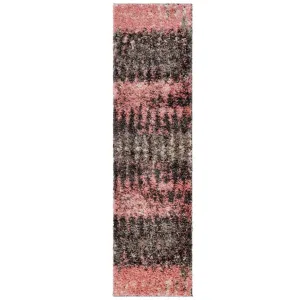 Blush Distressed Textured Shaggy Runner Rug