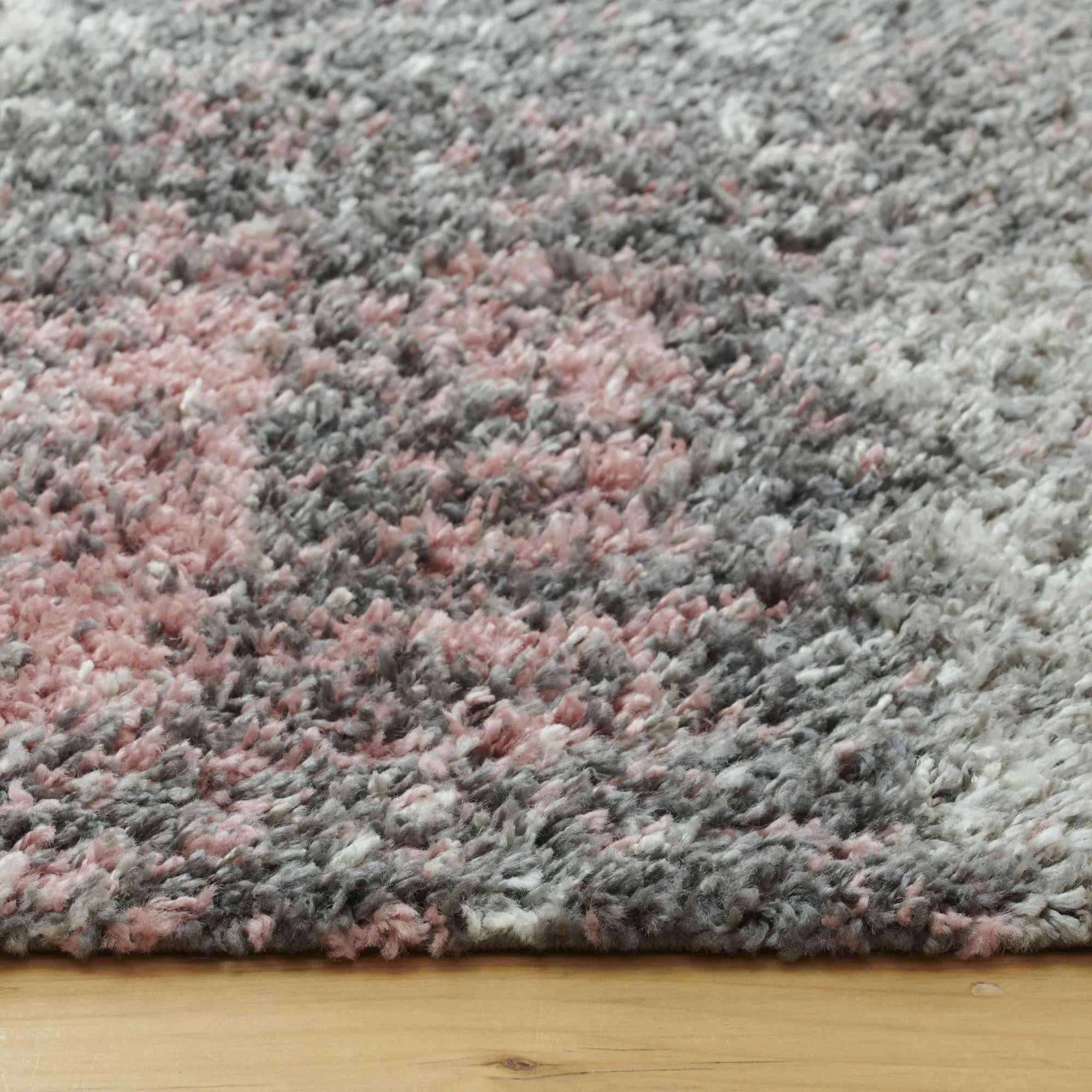 Blush Distressed Textured Shaggy Runner Rug