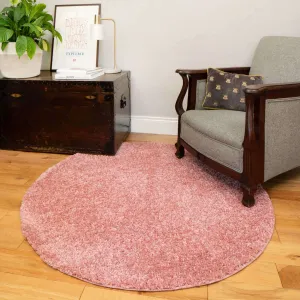 Blush Pink Shaggy Circle Rug