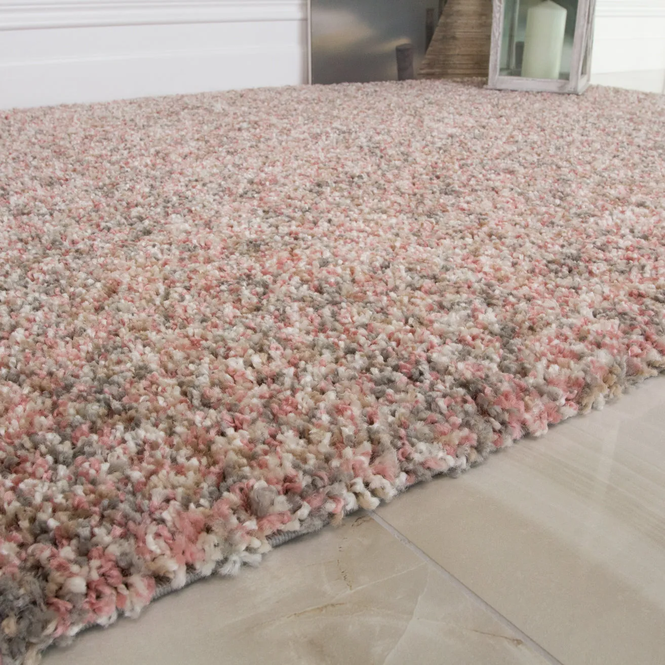 Blush Pink Shaggy Hallway Runner Rug