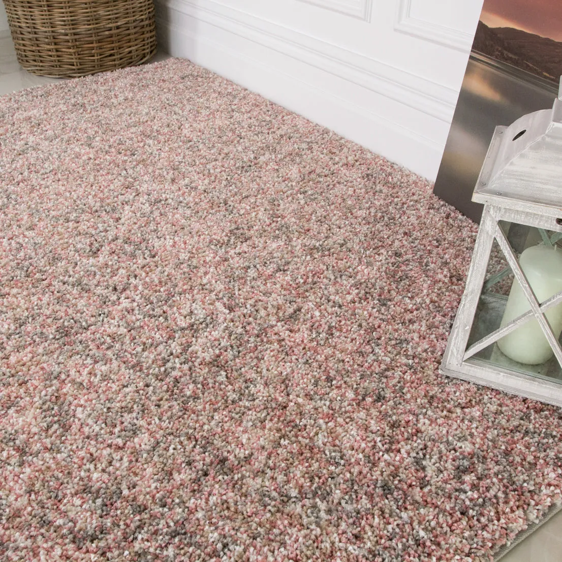 Blush Pink Shaggy Hallway Runner Rug