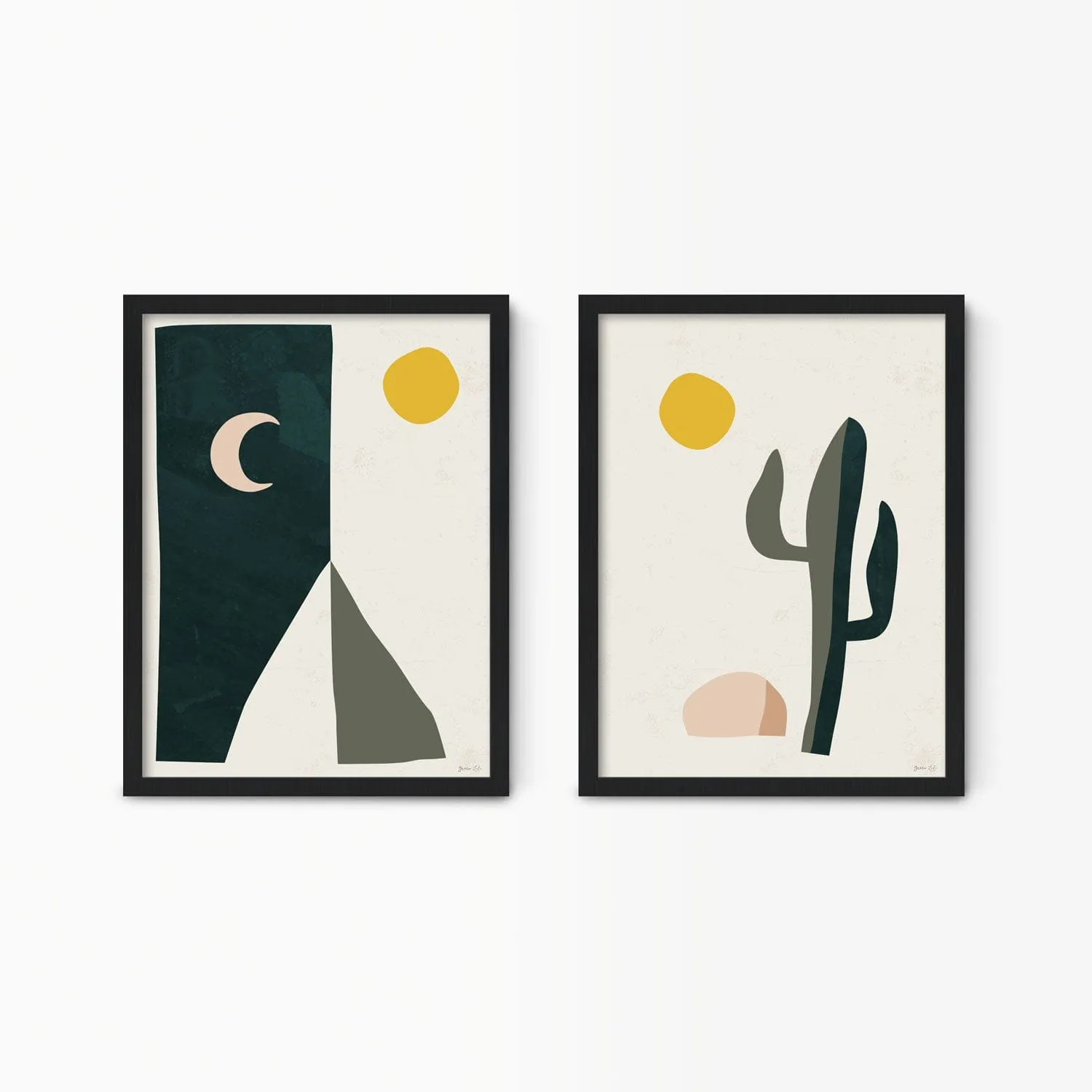 Boho Desert Mountains & Cactus Wall Art Set