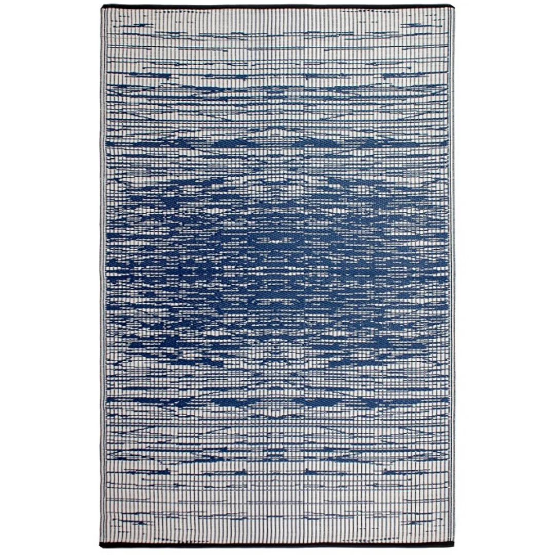 Brooklyn Navy and White Modern Recycled Plastic Large Carpet