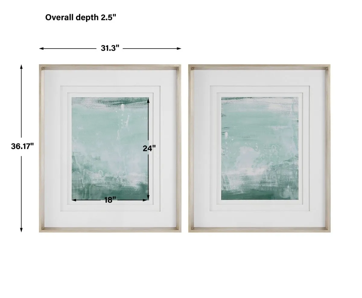 Coastal Patina Modern Framed Prints, S/2