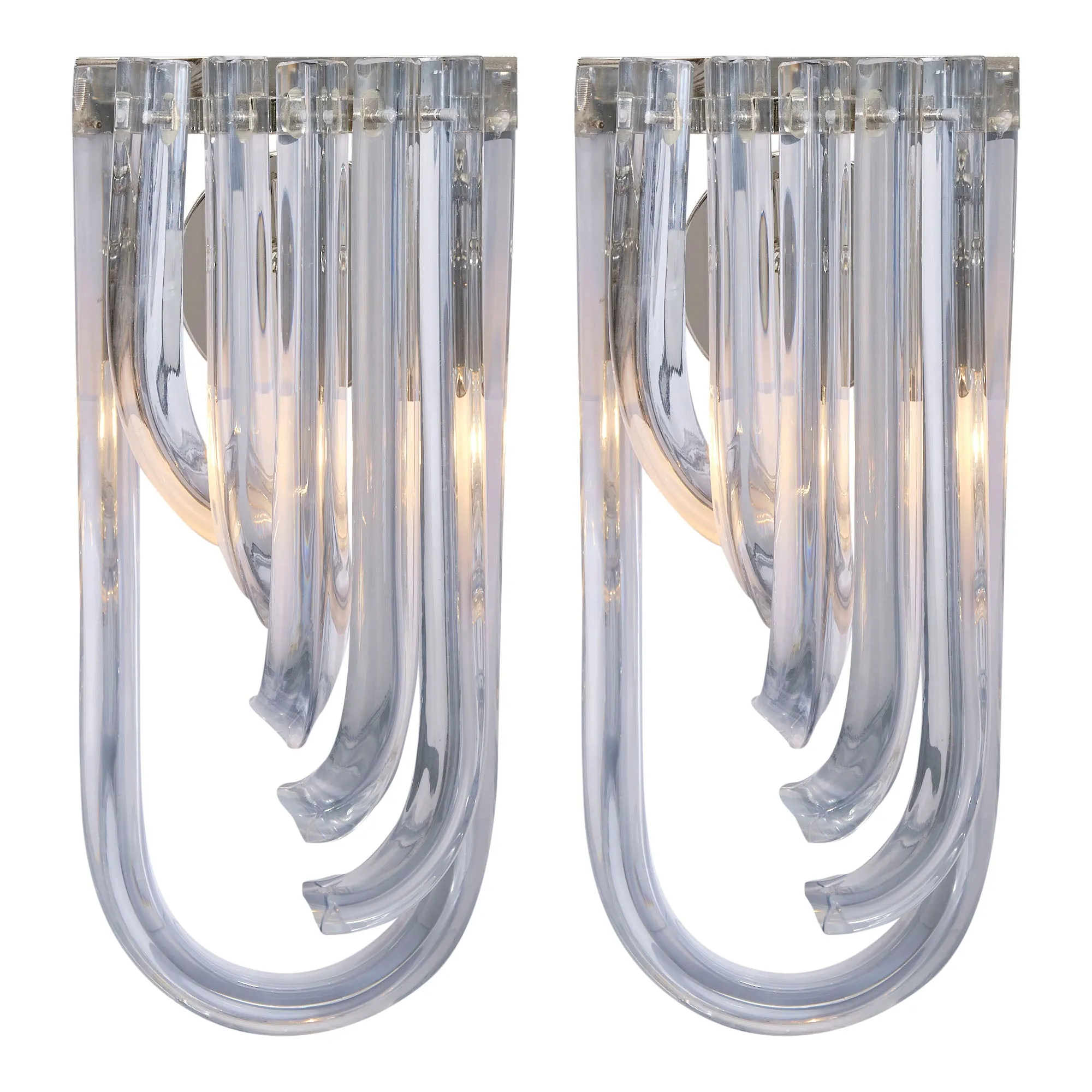 Curved “Bluino" Venini Sconces