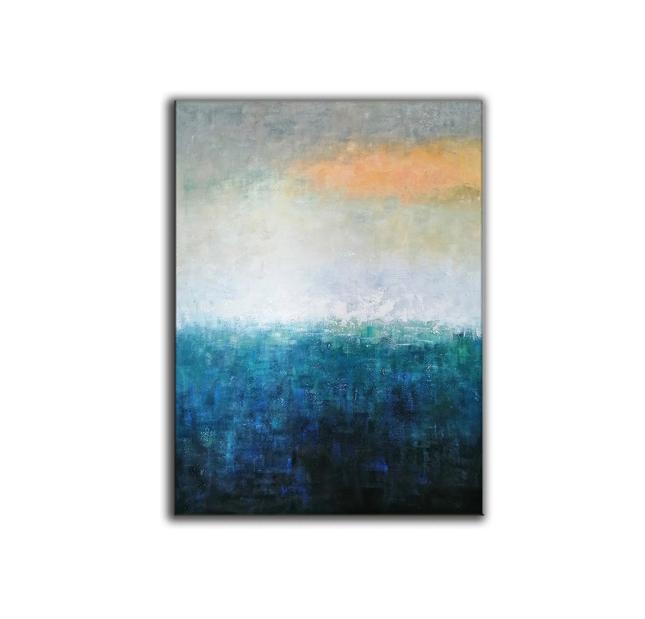 Deep Blue White Yellow Abstract Painting on Canvas Original Yp020