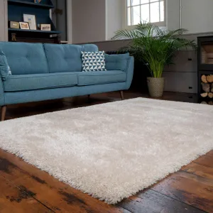 Deluxe Thick Soft Beige Shaggy Living Room Rug - Whistler