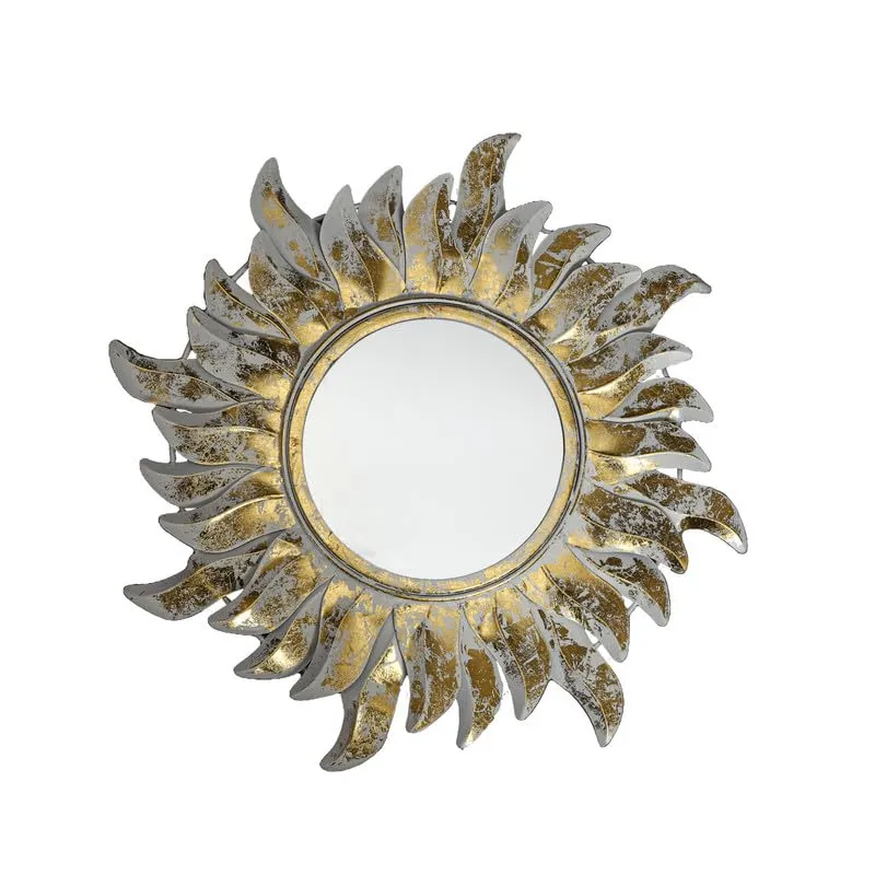 DREAM DRAFTER Decorative Mirror (Round) Wooden Wall Mirror Bathroom Mirror (Framed, Sunburst)