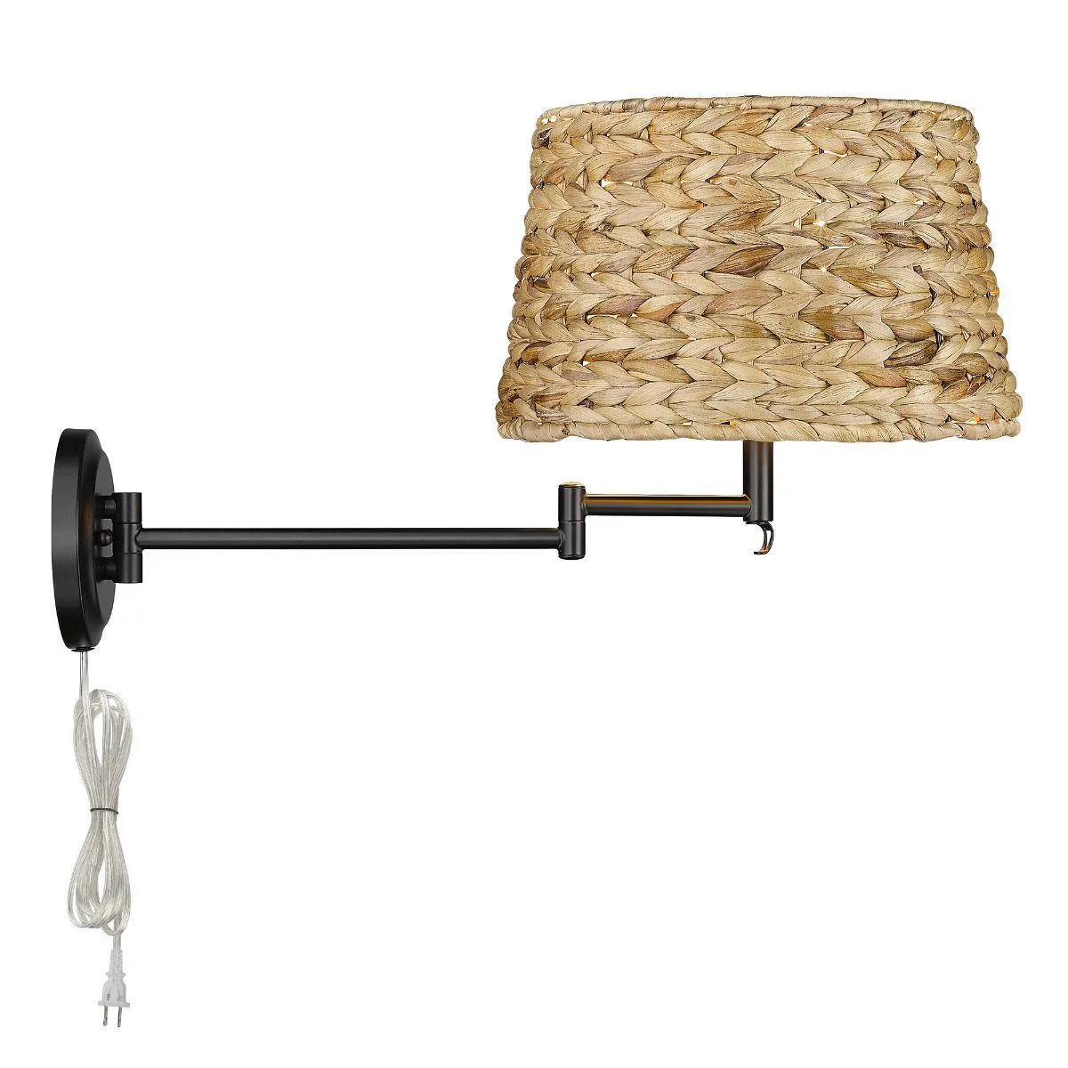 Eleanor 13 in. Wall Sconce Matte Black Finish with Woven Sweet Grass Shade