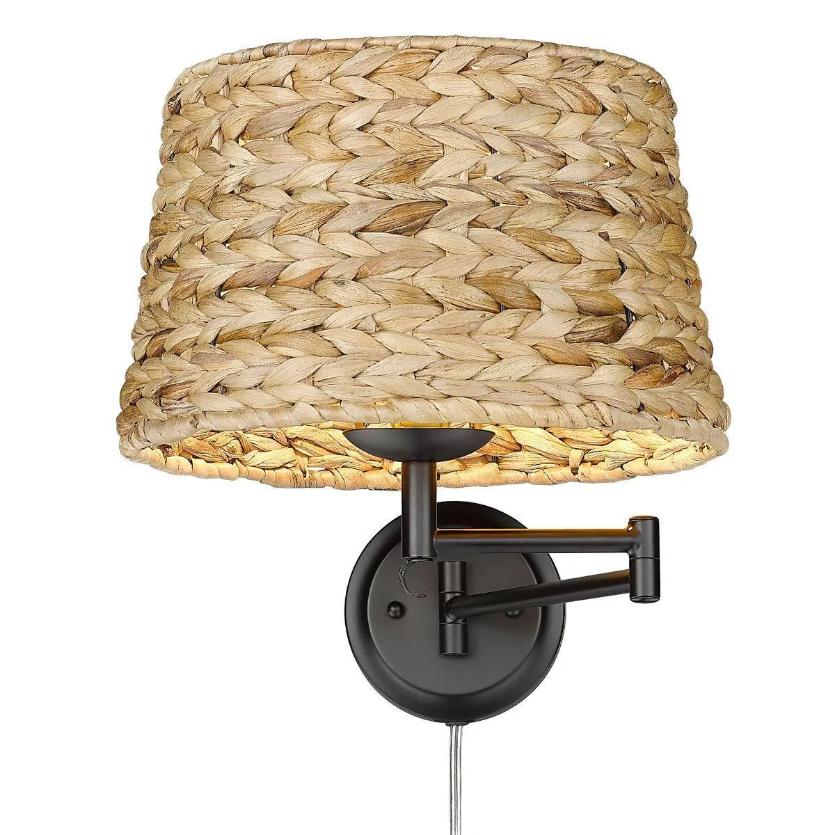 Eleanor 13 in. Wall Sconce Matte Black Finish with Woven Sweet Grass Shade