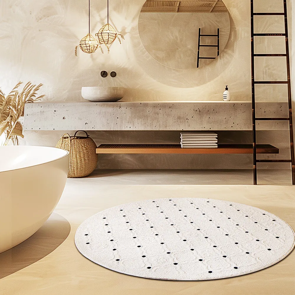 Faye Minimalist White Round Rug