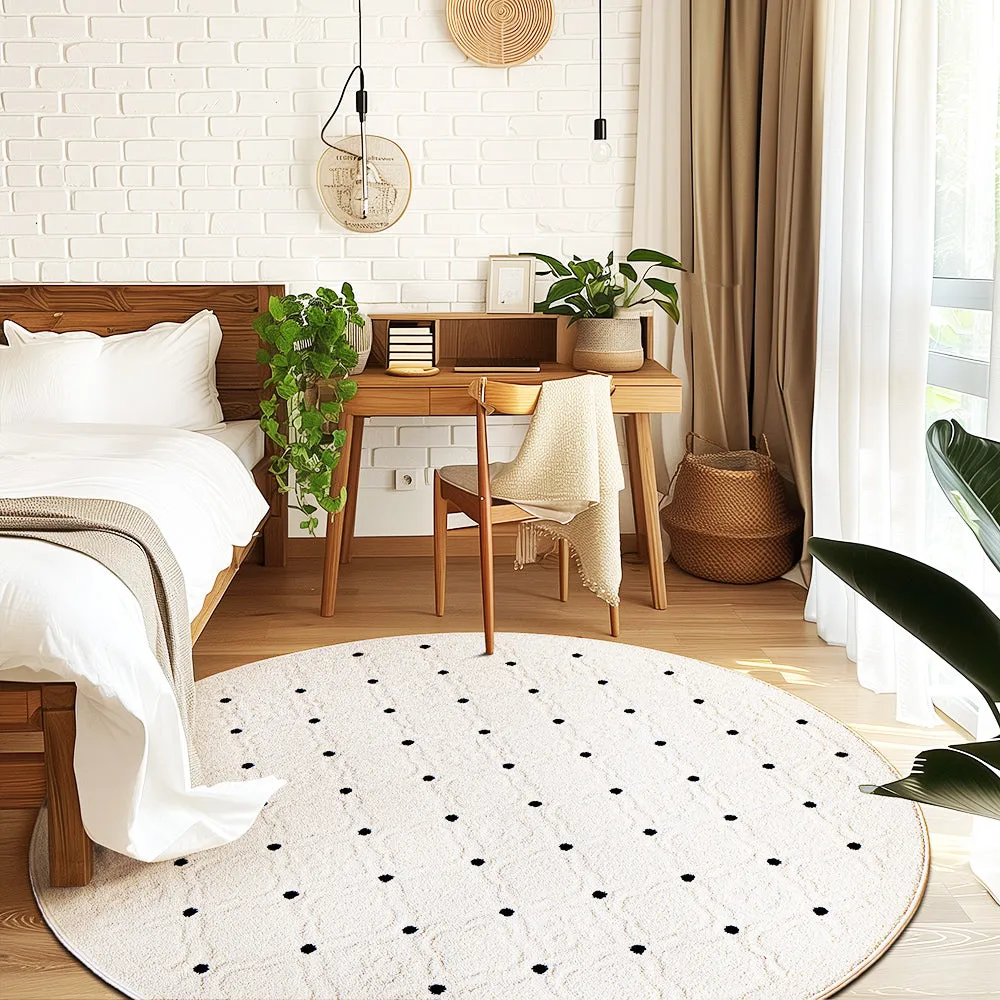 Faye Minimalist White Round Rug