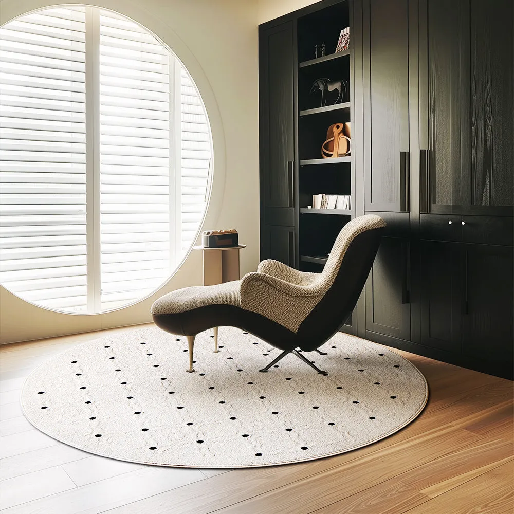 Faye Minimalist White Round Rug