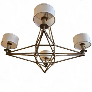Fine Arts Lamps Chandelier, Industrial Style, 4-Arm, Barrel Shades