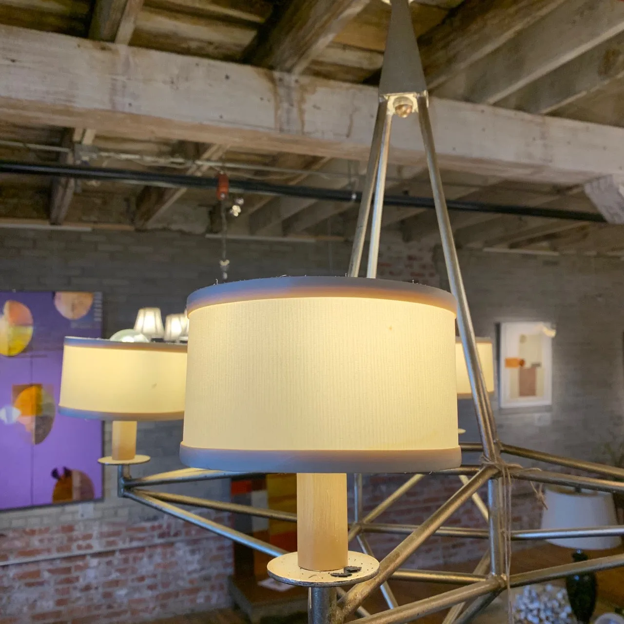Fine Arts Lamps Chandelier, Industrial Style, 4-Arm, Barrel Shades