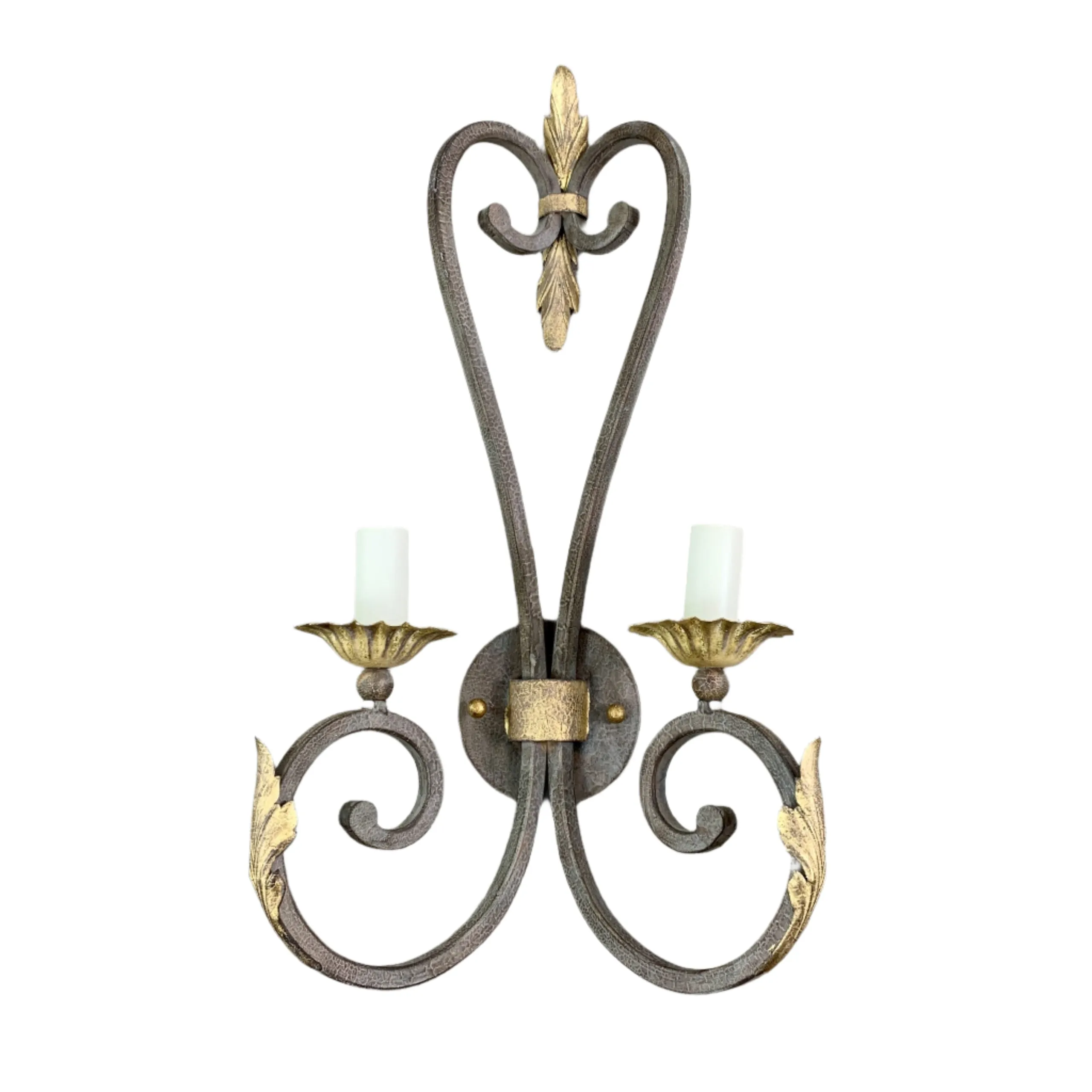 Fine Arts Lamps Wall Light Sconce, Ornate, Leather Look, Gilded