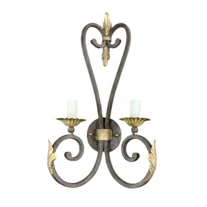 Fine Arts Lamps Wall Light Sconce, Ornate, Leather Look, Gilded