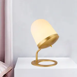 Frosted Glass Small Desk Lamp - Pinecone, Post Modern Brass Finish