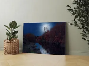 GADGETS WRAP Canvas Gallery Wrap Framed for Home Office Studio Living Room Decoration (17x11inch) - Scenery Moon Night