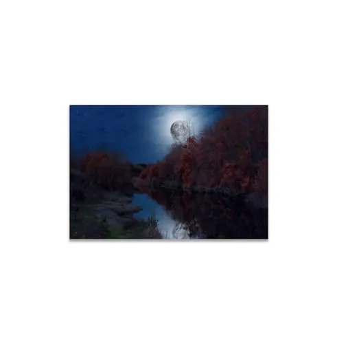 GADGETS WRAP Canvas Gallery Wrap Framed for Home Office Studio Living Room Decoration (17x11inch) - Scenery Moon Night
